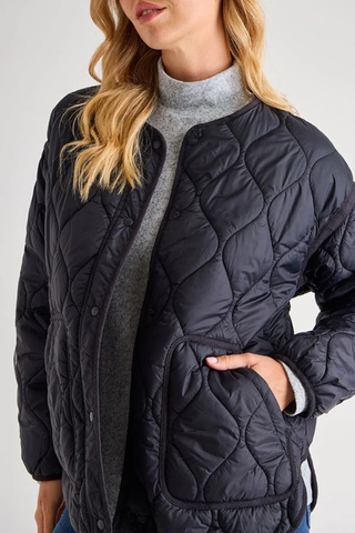 Ladies Oversized Quilted Jacket Black