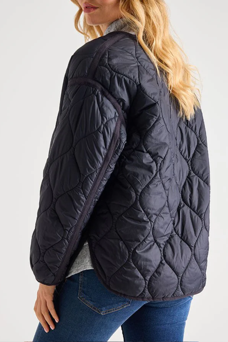 Ladies Oversized Quilted Jacket Black