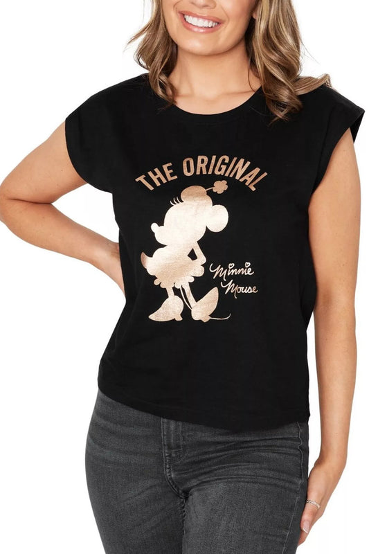 Official Disney Original Minnie Mouse Gold & Black Sleeveless Top
