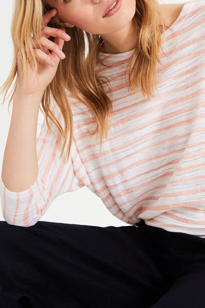 Ex-Phase Eight Brinley Stripe Knit Top Peach