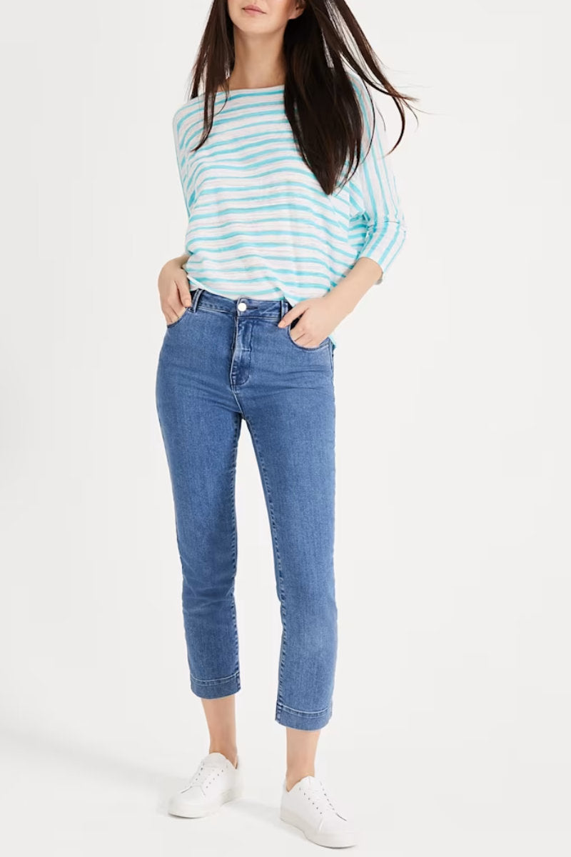 Ex-Phase Eight Brinley Stripe Knit Top Aqua