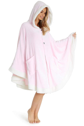 Ladies CityComfort Fleece Hoodie Poncho in Pink