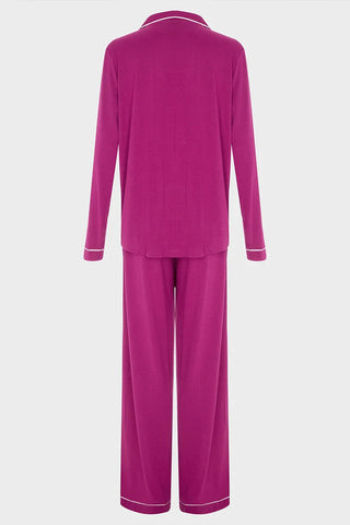 Ladies Hot Pink Piped Pyjama Set