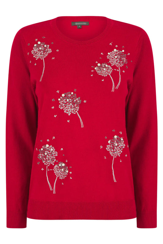 Famous Store Red Dandelion Pearl Jumper