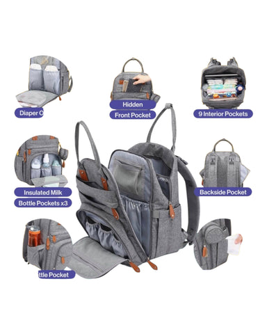 Multifunctional Light Grey Baby Changing Bag