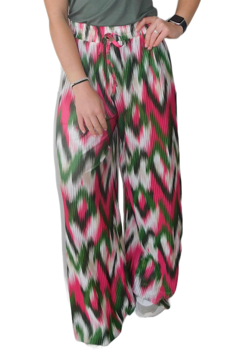 Pink & Green Plisse Trousers