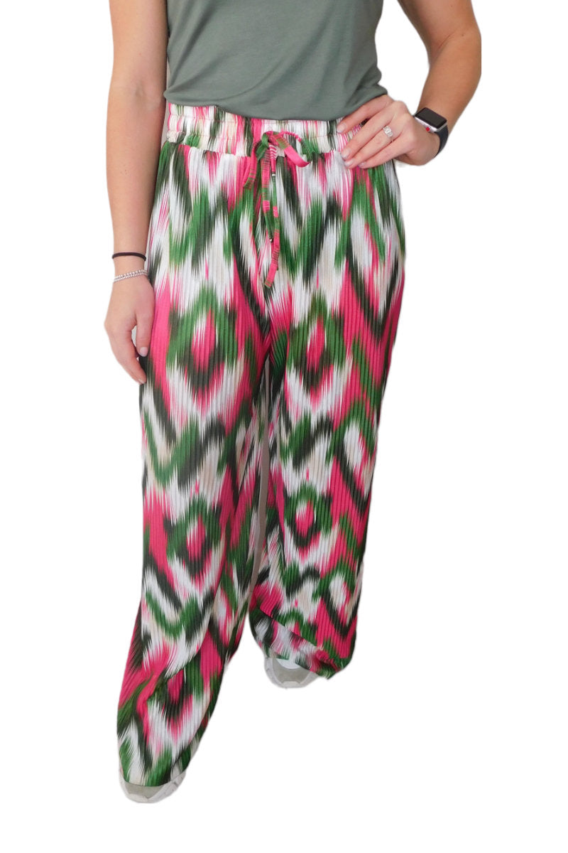 Pink & Green Plisse Trousers