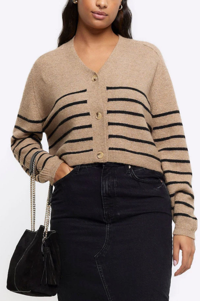 Ex RI Cropped Knit Stripe Cardigan