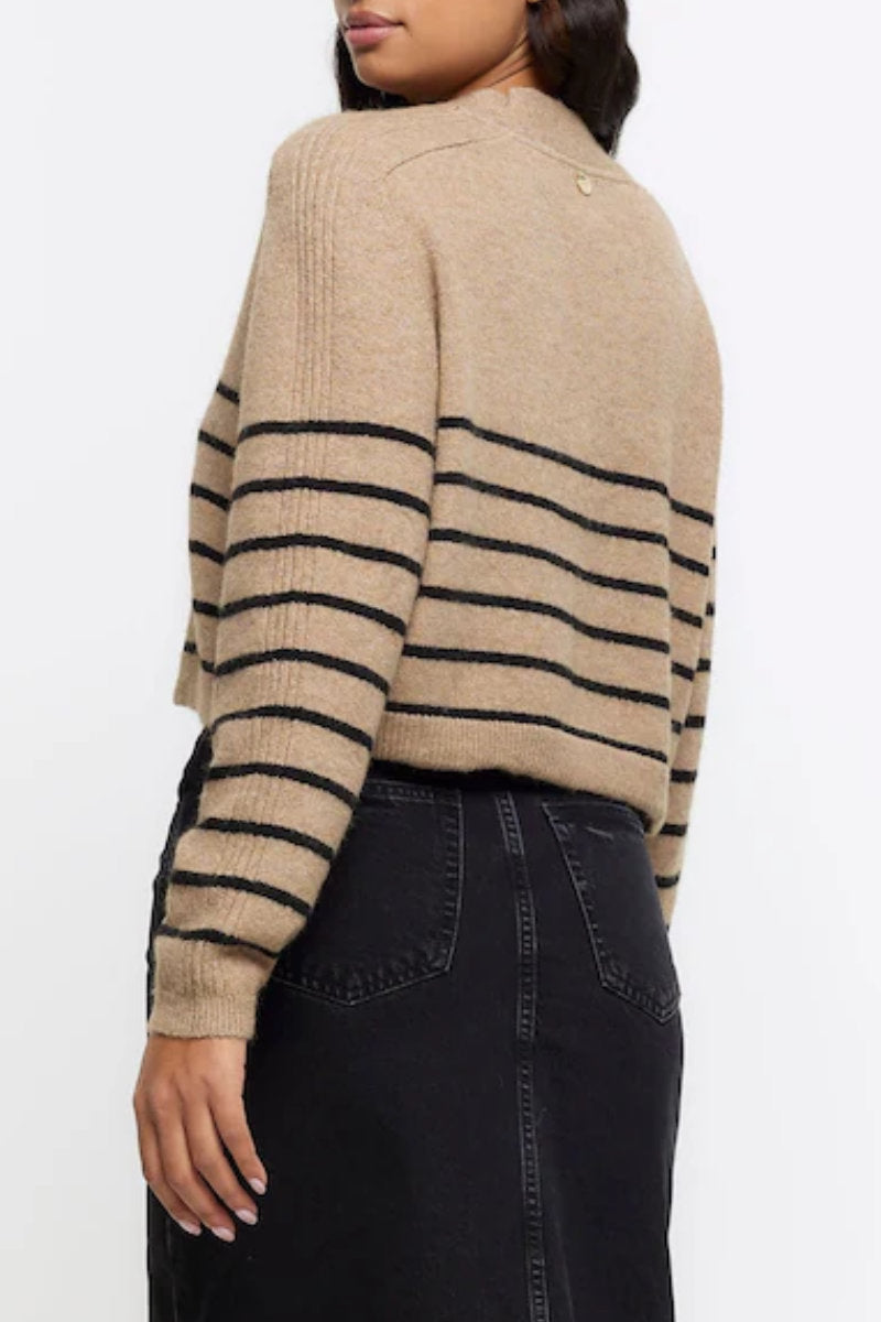 Ex RI Cropped Knit Stripe Cardigan