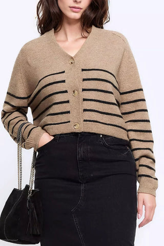 Ex RI Cropped Knit Stripe Cardigan