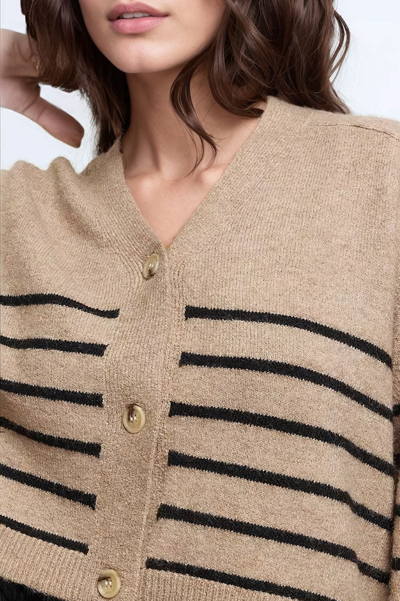 Ex RI Cropped Knit Stripe Cardigan