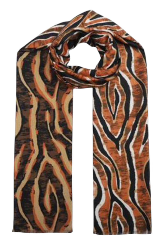 Ladies Camel Tiger Print Scarf