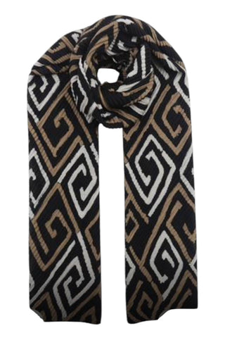 Ladies Aztec Camel & Grey Print Scarf