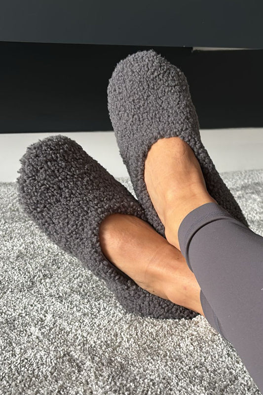 Ex-Store Memory Foam Grey Fleece Slipper Socks