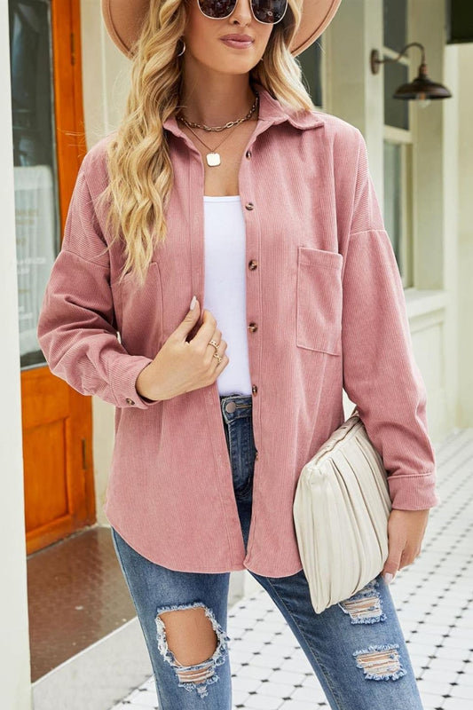 Famous Brand Ladies Corduroy Shirt Shacket