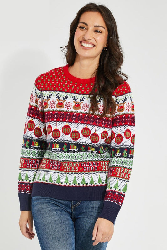 Woman's Ex-Threadbare Reindeer Jumper