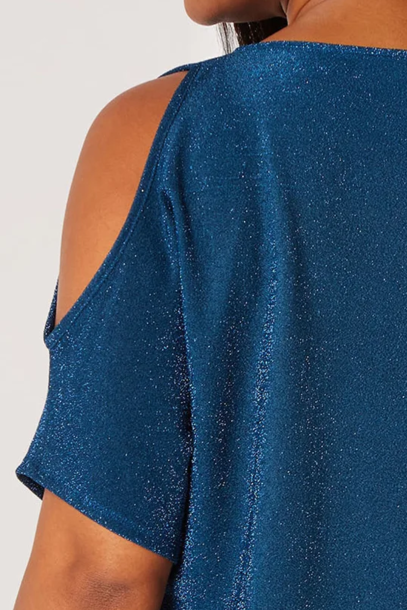 Sparkly cold top shoulder tops