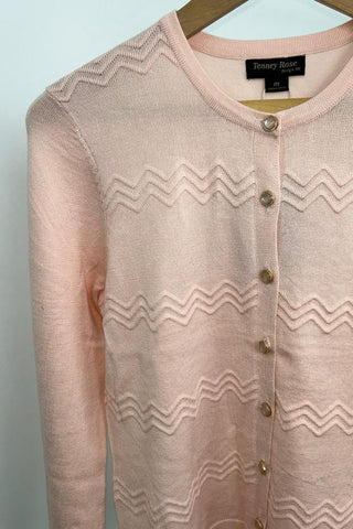 Ladies Tenney Rose Button Front Cardigan in Baby Pink