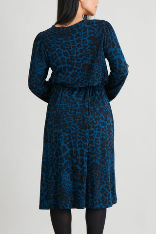 Ex-Tu Petite Teal Leopard Print Tie Belt Dress