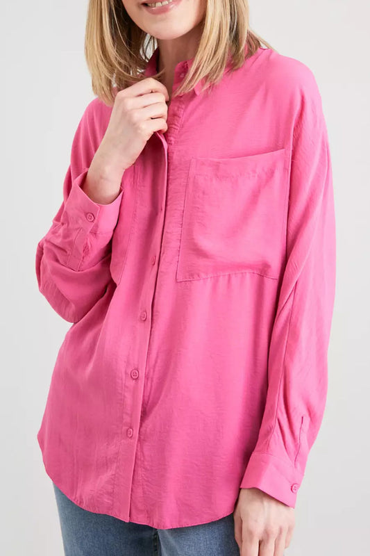 Ladies Relaxed Fit Pocket Shirt Pink