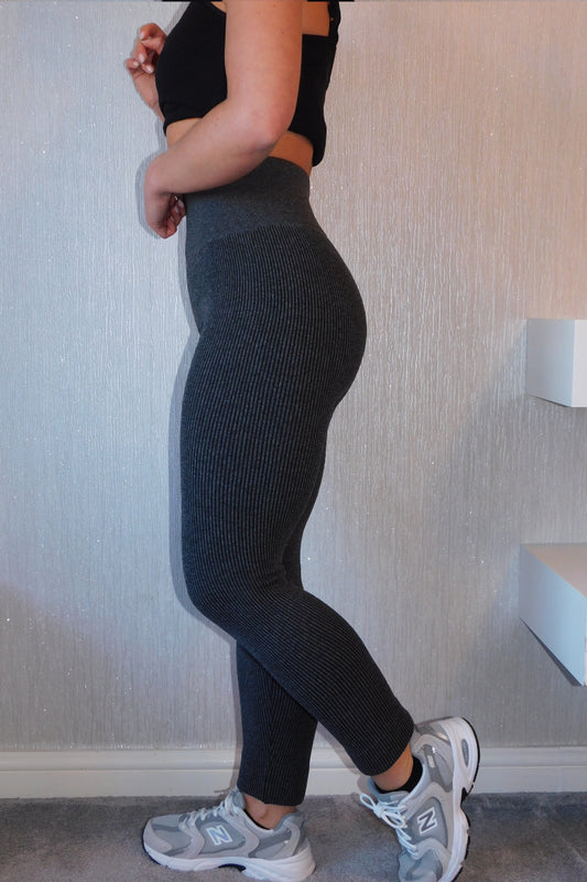 Ex-Under Control Ribbed Fleece Lined Legging Charcoal Grey