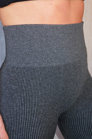 Ex-Under Control Ribbed Fleece Lined Legging Charcoal Grey