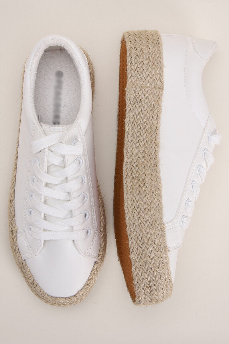 Famous Store White Espadrille Platform Trainer Shoes