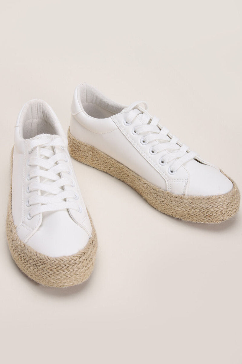 Famous Store White Espadrille Platform Trainer Shoes