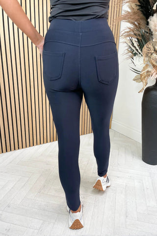 Ladies YU & ME Body Shaping Jeggings Navy