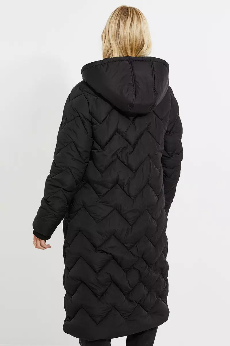 Threadbare 'Gandey' Longline Hooded Padded Jacket Black