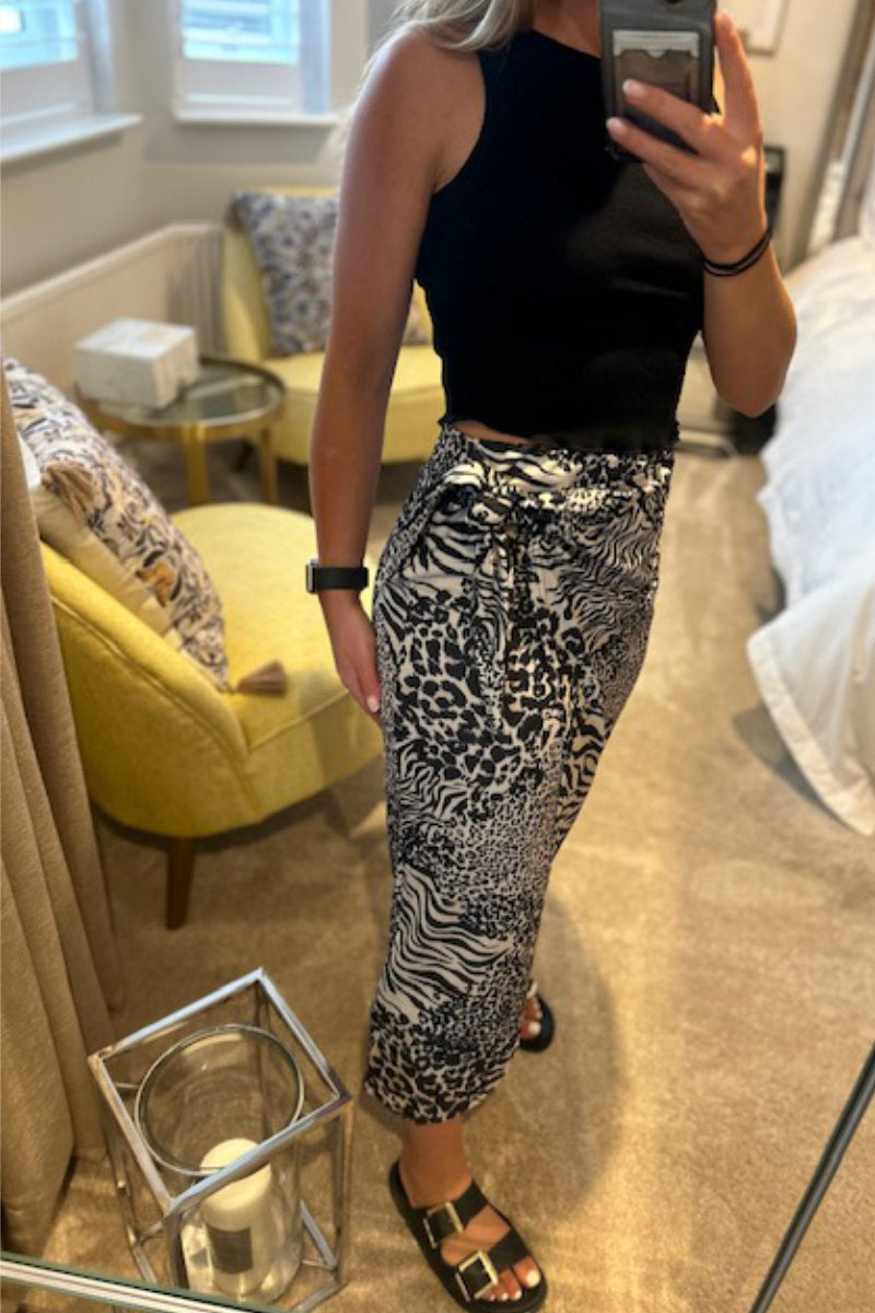 Famous Store Animal Print Wrap Skirt