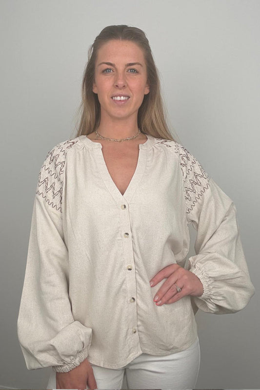 Ex Nutmeg Zigzag Stone Blouse