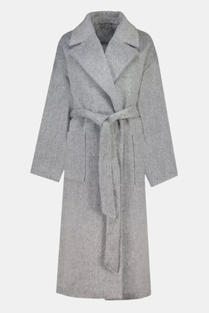 Ladies Celeb Endorsed Longline Grey Trench Coat