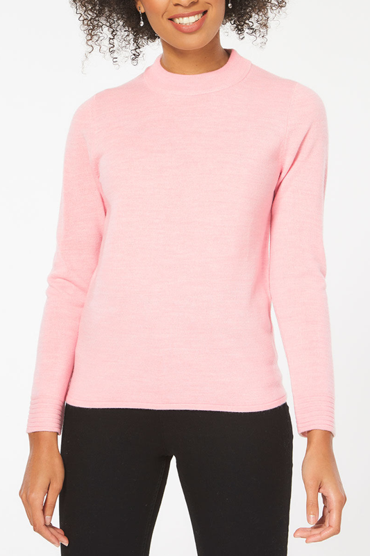 Famous Store Cuff Detail Supersoft Turtle Neck Jumper Pale Pink