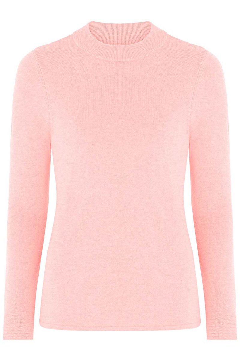 Famous Store Cuff Detail Supersoft Turtle Neck Jumper Pale Pink