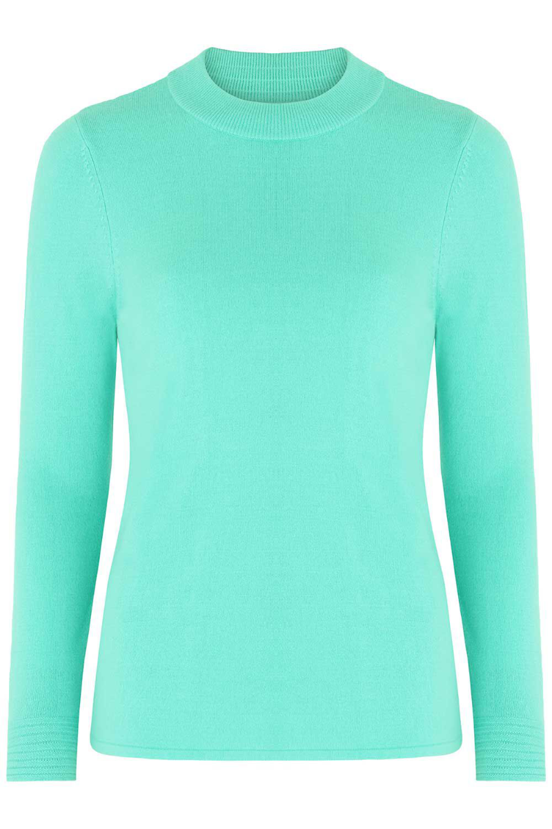 Famous Store Cuff Detail Supersoft Turtle Neck Jumper Turquoise