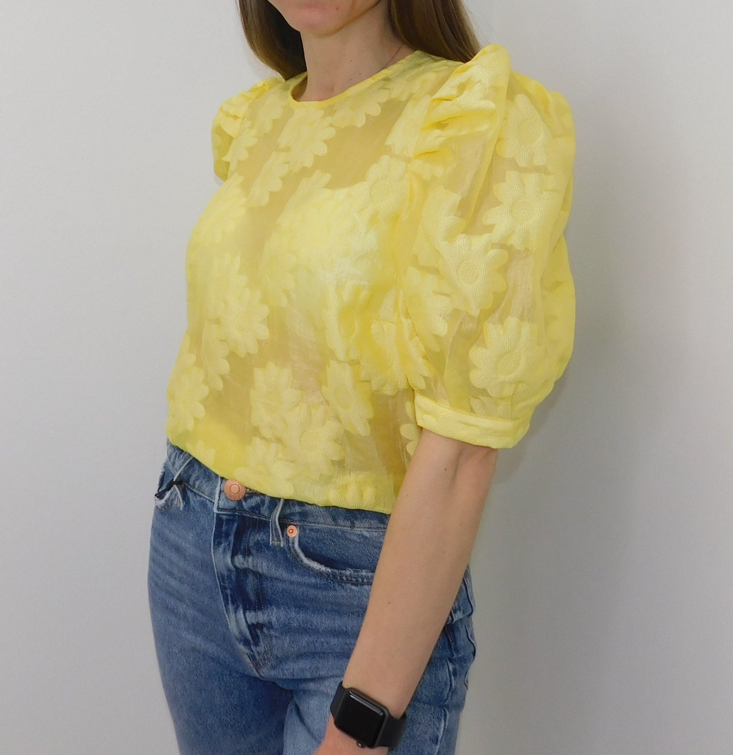 Famous Store Yellow Puff Flower Top