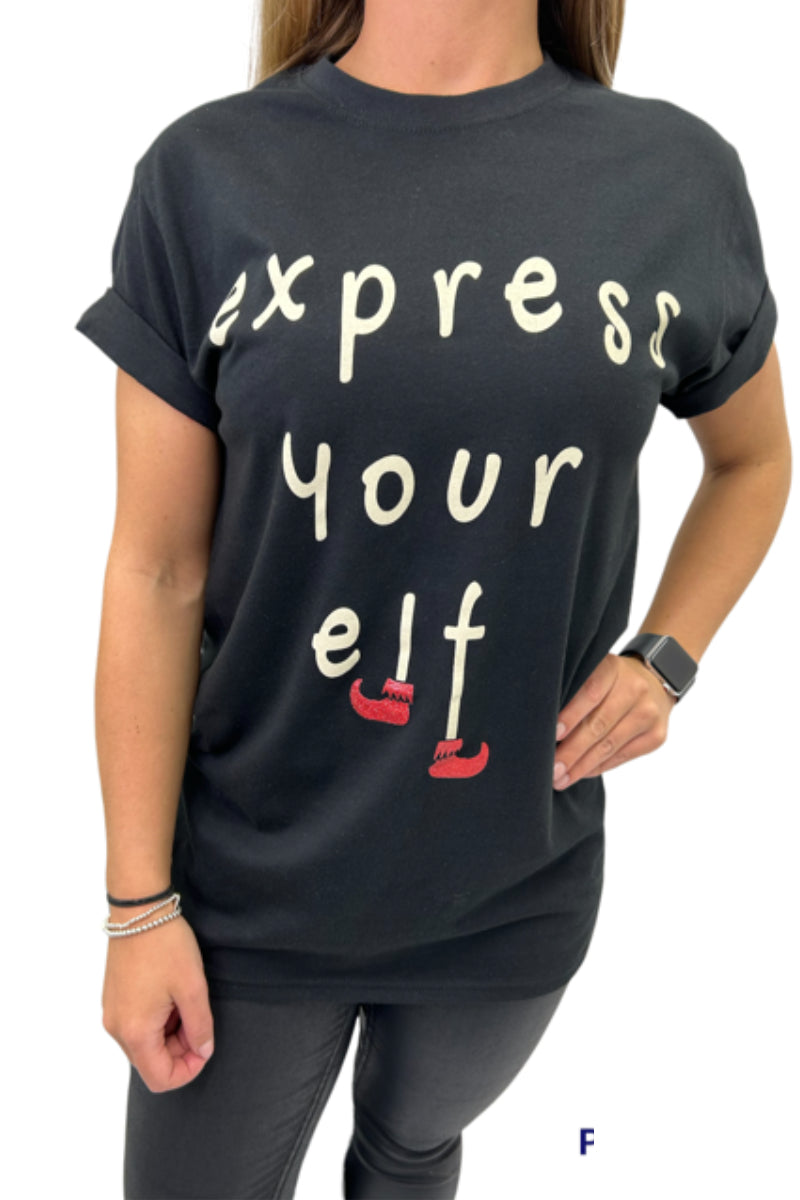 Unisex Express Your Elf Black Christmas T-Shirt