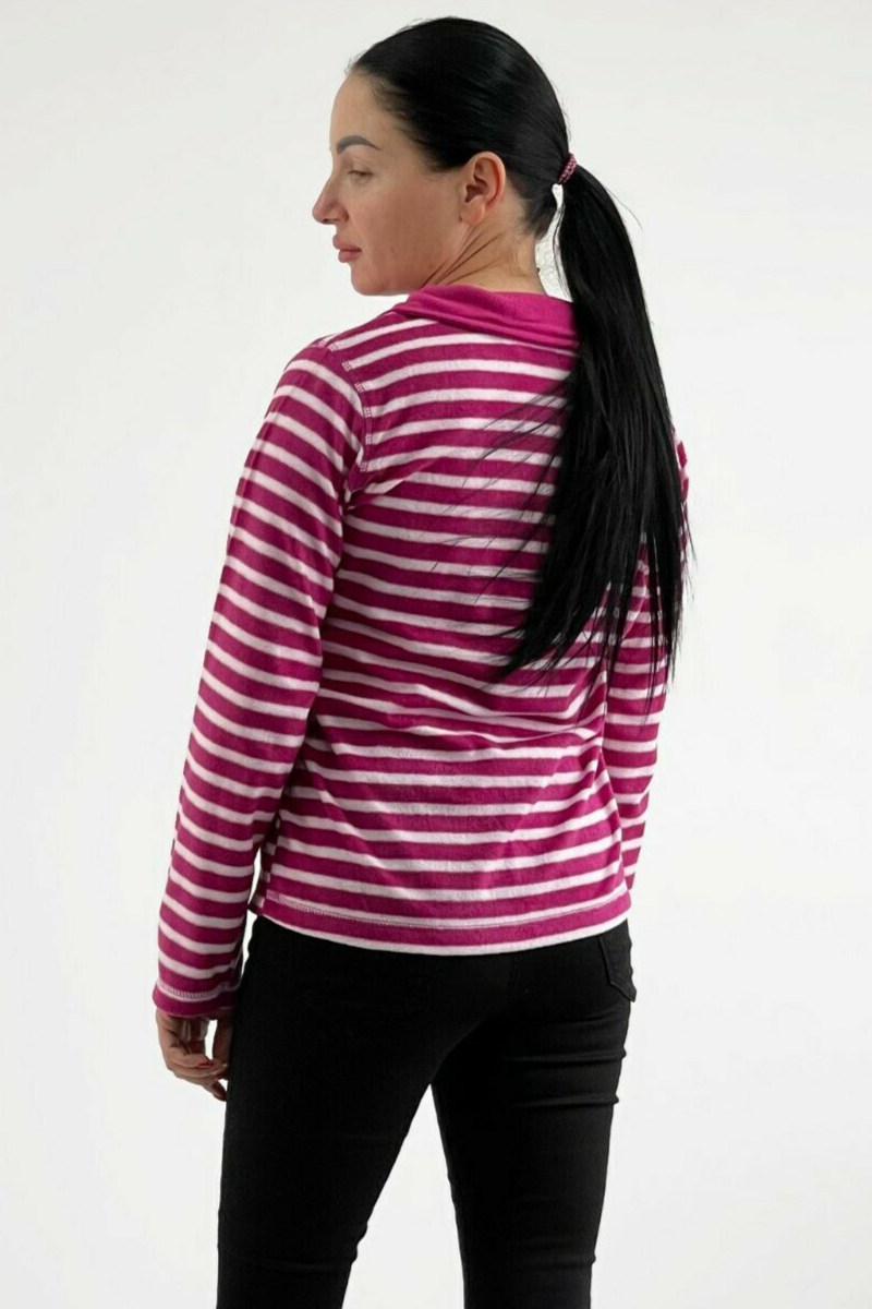 Ladies Ex-GAP Striped Fleece Top Pink