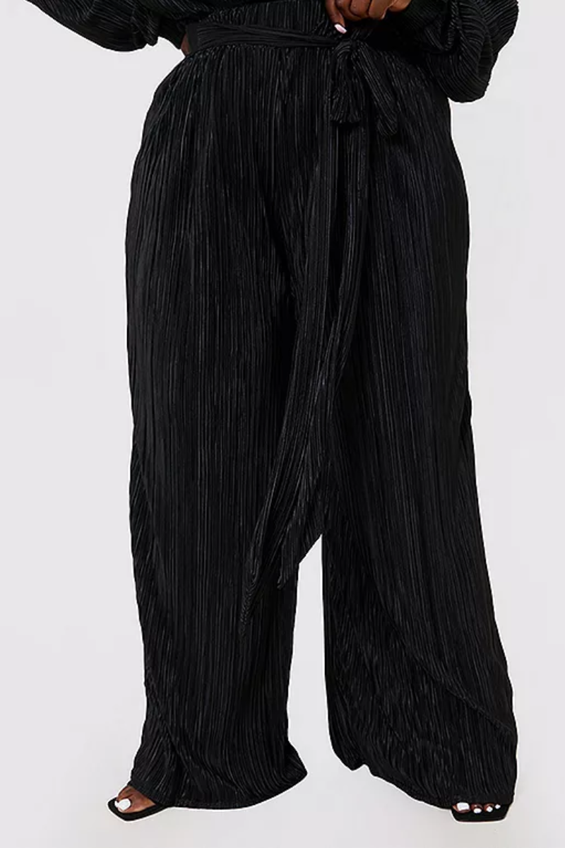 Celebrity Label Black Pleated Tall Wide Leg Trousers