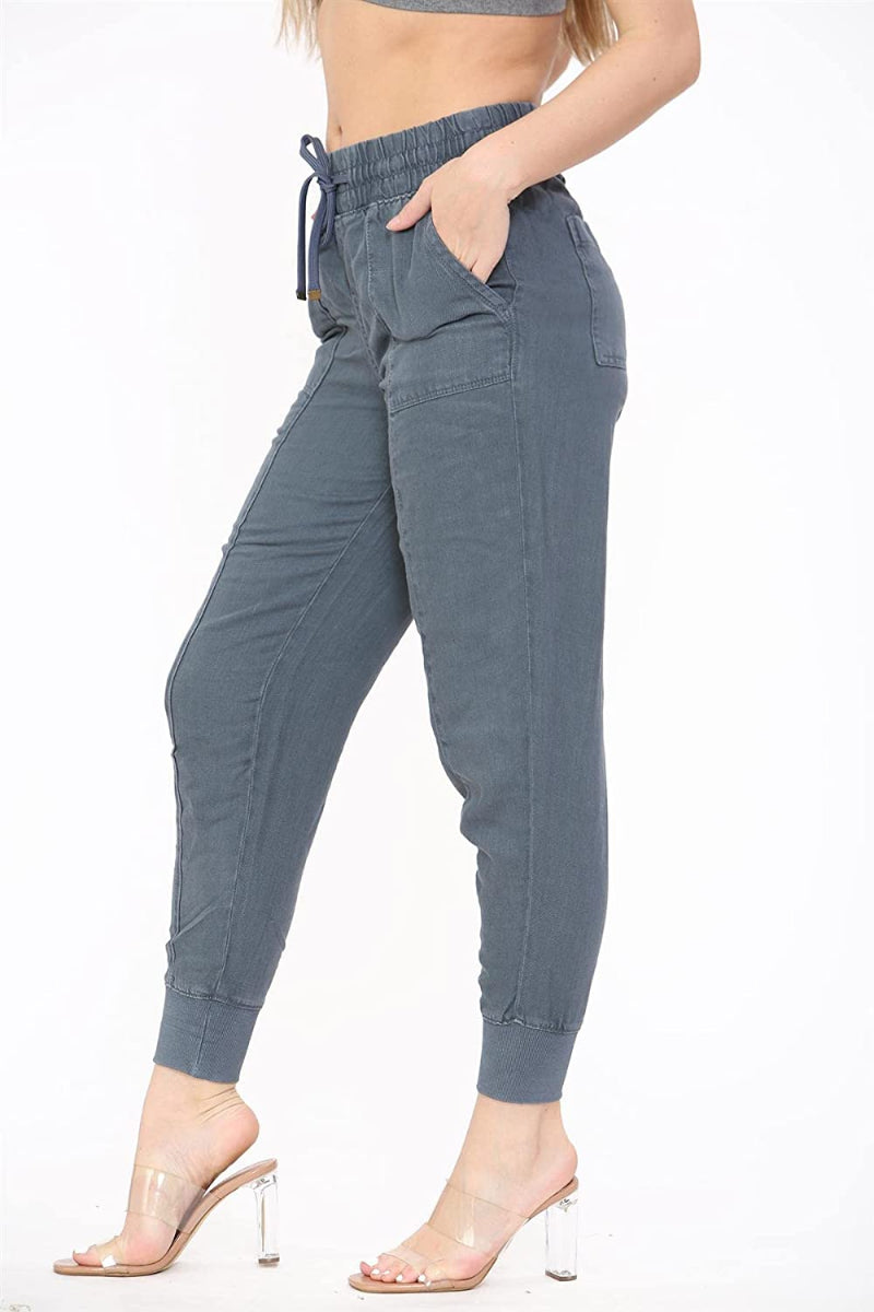 Famous Store Cuffed Bottom Cargo Style Trousers Blue