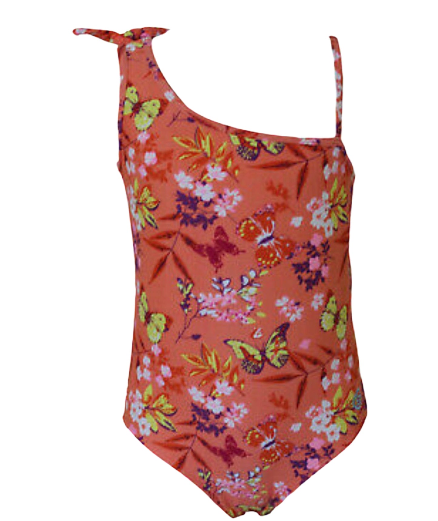 Girls One Shoulder Butterfly Swimming Costume