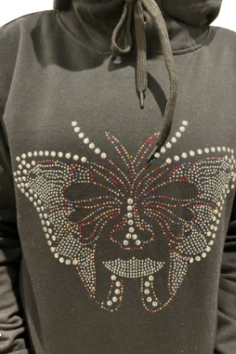 Rhinestone & Studded Butterfly Hoodie