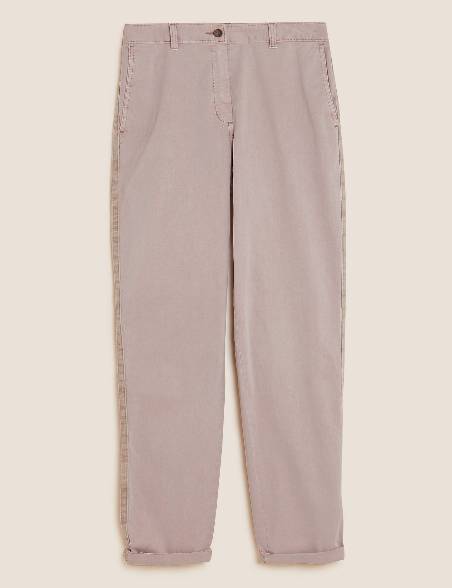 Famous Store Cotton Rich Tapered Ankle Grazer Chinos Dusted Pink