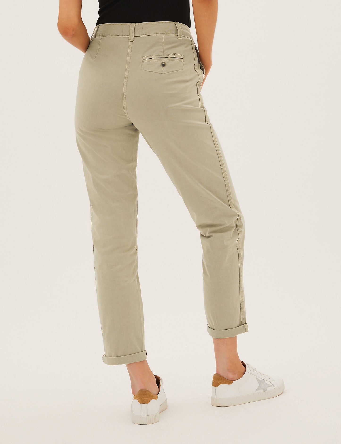 Famous Store Cotton Rich Tapered Ankle Grazer Chinos Natural Beige