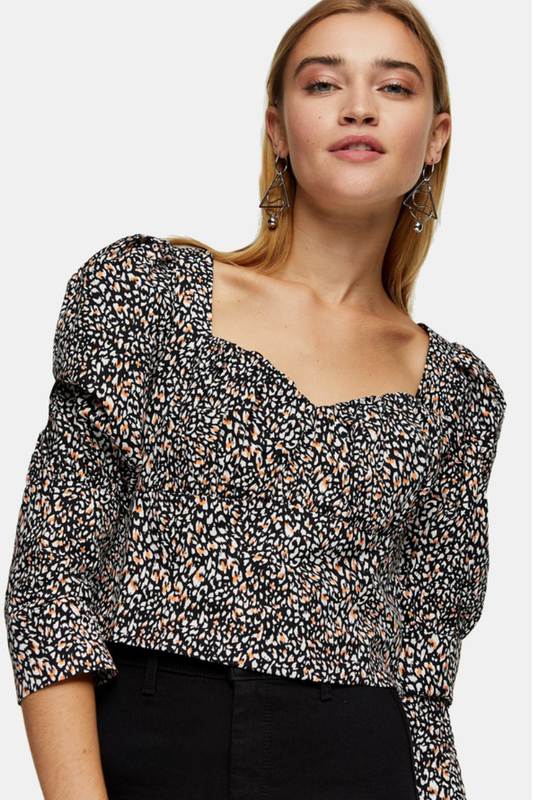 Famous Label Animal Print Corset Poplin Crop Top