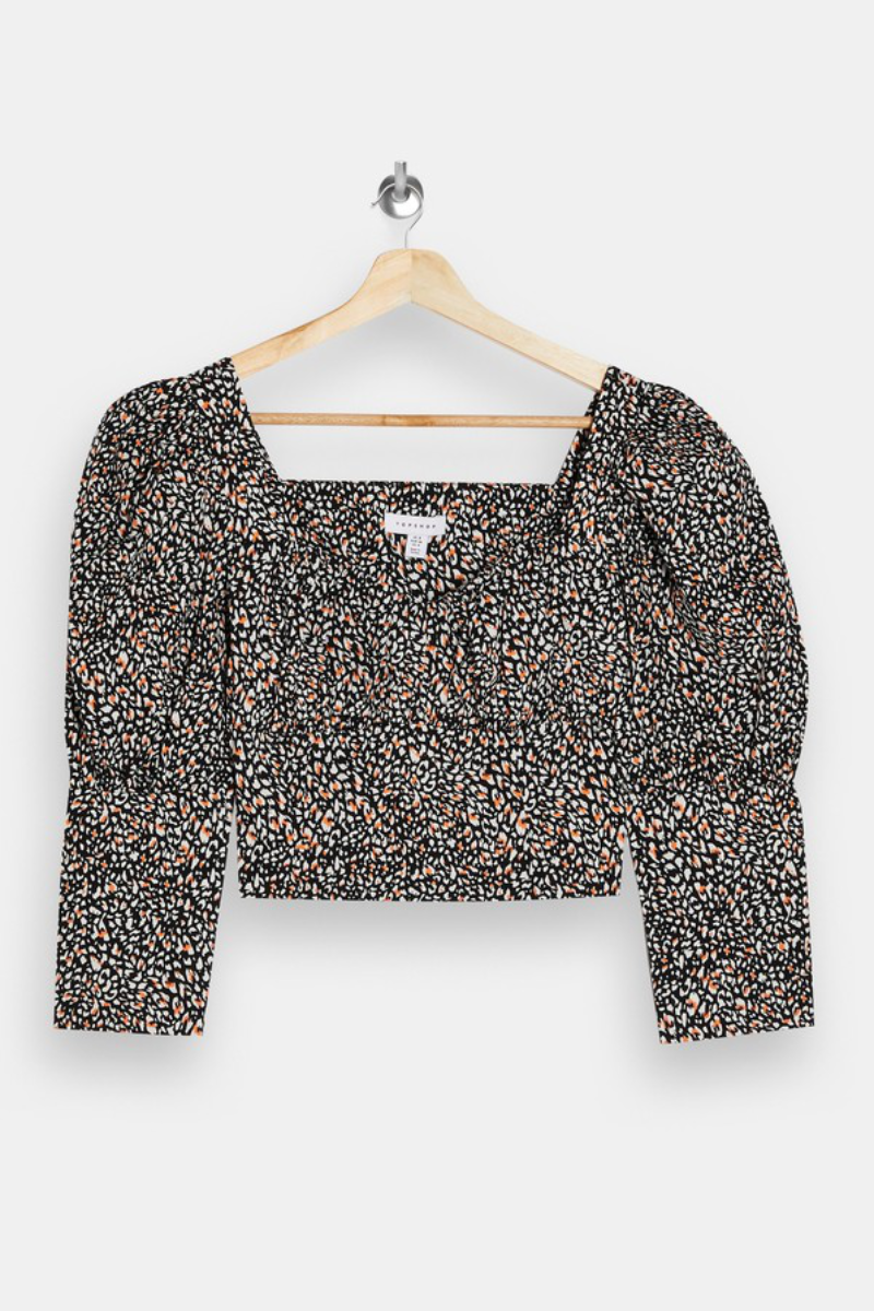 Famous Label Animal Print Corset Poplin Crop Top