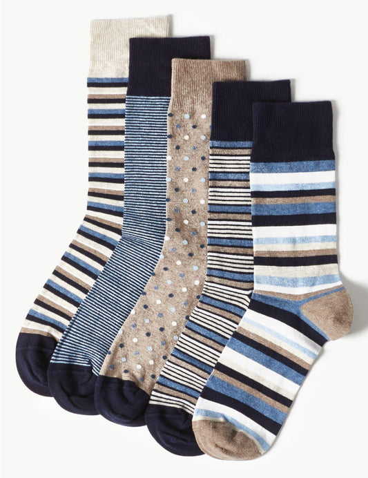 Ex-Store Men's Cotton Rich Socks 5 Pack